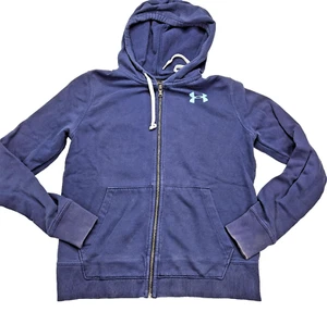 Under Armour Men's Sweater Loose Hoodie Full Zip Cotton Blue Size Small - Picture 1 of 8