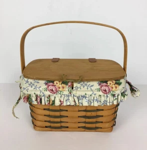 Longaberger 1996 Small Purse Basket Combo Set Floral Liner Protector Pamphlet - Picture 1 of 12