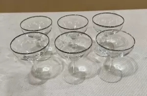 6 bellissimi bicchieri da champagne Lenox cristallo bordo platino resistente 5" vintage - Foto 1 di 19