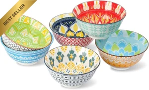 Cereal Bowls Set of 6, 700ml Porcelain, Soup & Salad Bowls, Microwave Safe - Picture 1 of 12