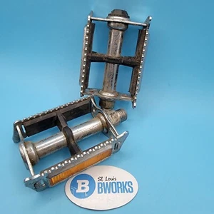Vintage Union K10491 Pedals 9/16" Rat Trap BMX Klunker Silver West Germany b24 - Picture 1 of 6