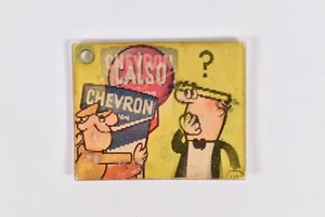 Vintage 1950s Chevron to Calso Station Vari-vue Flicker If Found Return Keychain - Picture 1 of 9