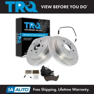 Pastillas de freno traseras metálicas y rotores TRQ con sensores para Mercedes ML320 ML350 Foto 1 de 4