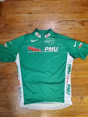 Camiseta deportiva de ciclismo vintage 2001 Tour De France Nike PMU talla L verde hecha en Italia Foto 1 de 4
