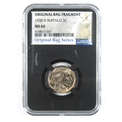 1938 D Buffalo Nickel MS 66 NGC 5c Original Bag Fragment SKU:I14582 - Image 1 of 4