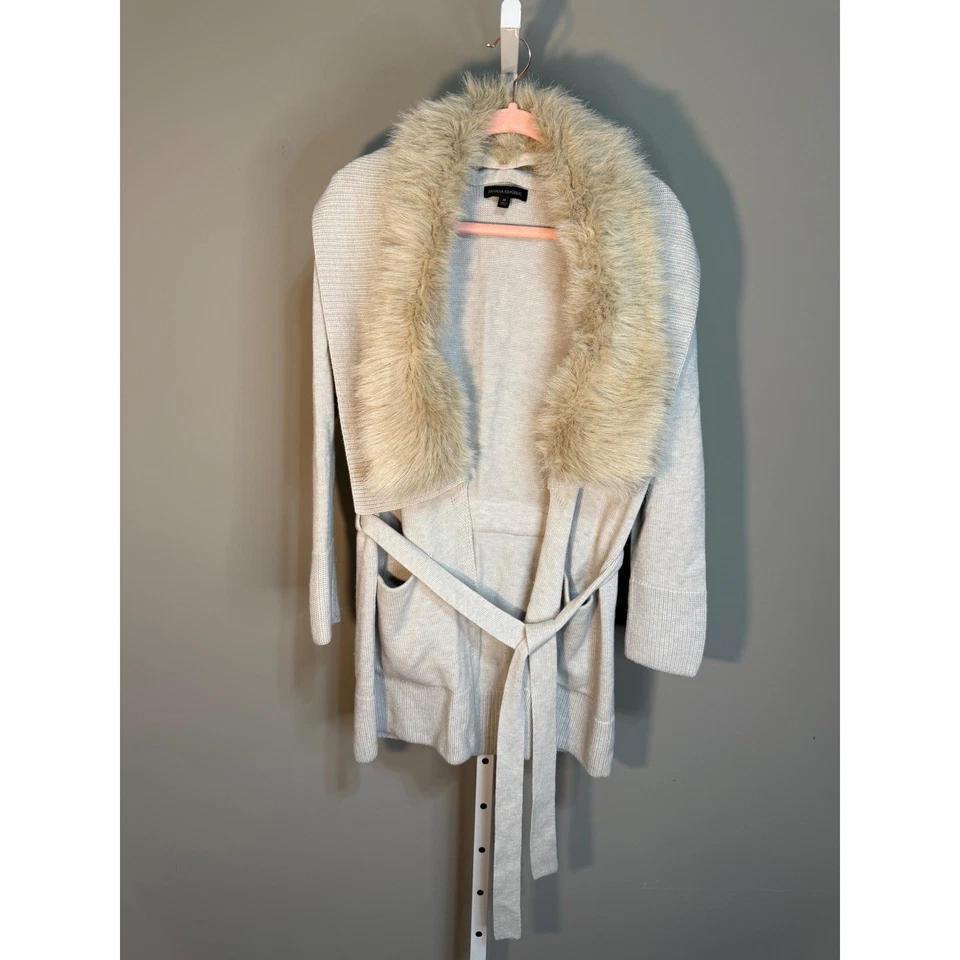 Cárdigan Banana Republic Lana Merino con Cinturón con Cuello Extraíble de Piel Sintética M Foto 1 de 4