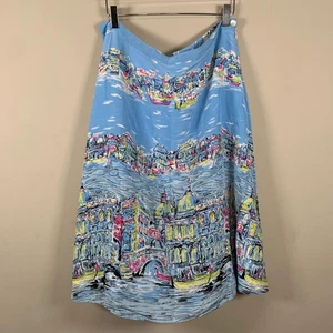 Silkland 100 % Seide Venedig Gondel Midirock Wasserstadt Szene Größe 16 - Bild 1 von 8