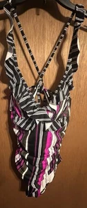 Anne Cole Striped One Piece Swimsuit Size 6 - Picture 1 of 7