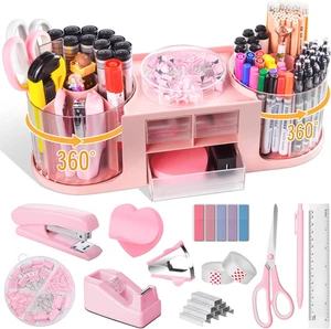 Organizador de Escritorio Giratorio Rosa y Accesorios, Suministros de Oficina 360° Soporte para Pluma - Imagen 1 de 12