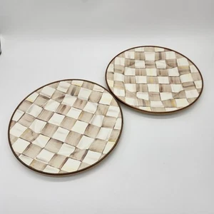 MacKenzie-Childs Mocha Check Enamel Salad Plate Set Of 2 - Picture 1 of 8
