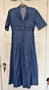 Vintage Pinky West Blue Denim Button-Down Dress Size S - Picture 1 of 5