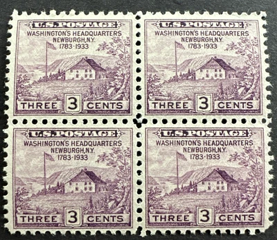 US 1933 Scott # 727 Block of 4 MNH Peace Issue Washington's HQ Newburgh, NY - Image 1 of 2