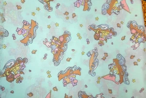 Precious Moments Fabric 48" x 44" Wide Aqua Green Nursery Print Baby Animals Ark - Picture 1 of 2