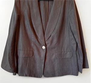J. Jill Women's Linen One Button Blazer Jacket M Black Long Sleeve Career Work - Picture 1 of 6