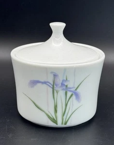 CORELLE CORNING Shadow Iris Sugar Bowl with Lid 4” Purple Floral Vintage - Picture 1 of 9
