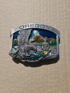 Oregon Gold Miner Gürtelschnalle 1984 Syskyue L-23 USA Eagle Echtgold - Bild 1 von 9