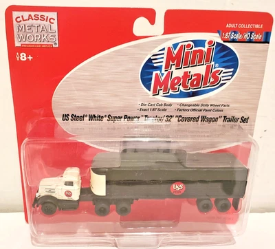 Mini Metals 1:87/HO Scale US Steel Tractor/32' Covered Wagon Trailer Set DieCast - Image 1 of 3