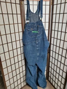 KEY Imperial Bib Blue Soft Denim Overalls 48 x 32 Vtg 90s Farmer Carpenter Work - Picture 1 of 9