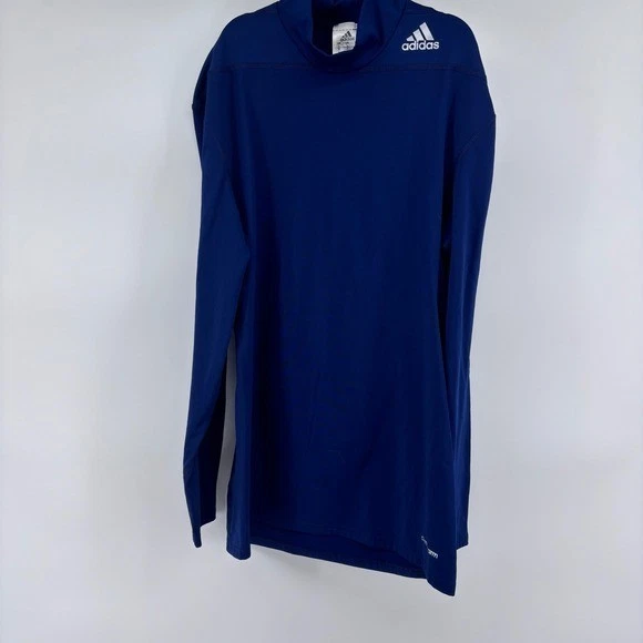 Camisa Adidas Techfit ClimaWarm Manga Larga Cuello Simulado Capa Base Azul Grande Foto 1 de 4
