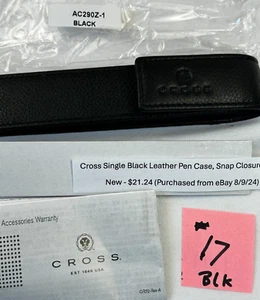 Cross Black Leather Pen Pouch Case Single Flip Top Pen Pouch  Secure Snap NEW 17 - Picture 1 of 4
