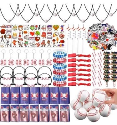 182 Pcs Baseball Party Favors Baseball Team Gift Wristband Keychain Tattoos Stic - Image 1 of 4