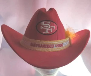 San Francisco 49ers AJD Red Velvet Cowboy Hat Size Small 80's Vintage Rare - Picture 1 of 7