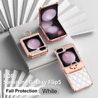 For Samsung Galaxy Z Flip5 4 3 Ring Case Shockproof Diamond Luxury Leather Cover