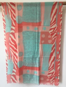100% wool scarf women neckerchief Shawl wrap large pink red blue green soft W131 - Picture 1 of 4