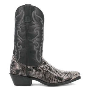 Laredo Monty Snake Print Pointed Toe Pull On Cowboy Mens Black Casual Boots 680 - Picture 1 of 5