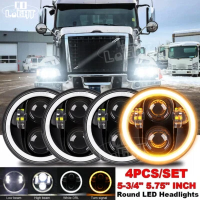 For Volvo VHD 2001-2019 4x 5-3/4" 5.75 Inch LED Projector Headlight Headlamp Kit - Image 1 of 4