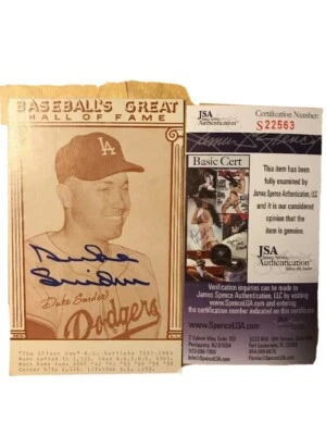 Duke Snider Autograph Signed Dodgers Baseball Great Hall Of Fame 3.5x5.5 Pic JSA - Image 1 of 4
