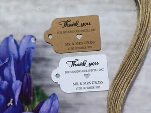 Personalised Thank you for sharing special day Tags Wedding favour tags T712a - Picture 1 of 4