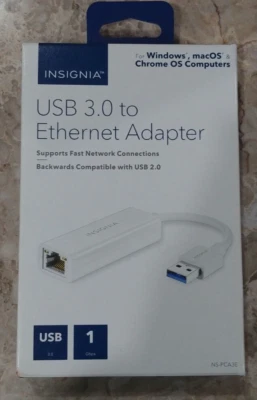 Insignia USB 3.0 to Gigabit Ethernet Adapter - White Model: NS-PCA3E - Image 1 of 2