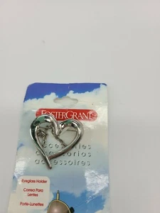 Vintage Foster Grant Silber Herz Brillenhalter Brosche Accessoire - Bild 1 von 3