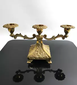 candelabro floral de latón candelabro de 3 llamas - Imagen 1 de 5