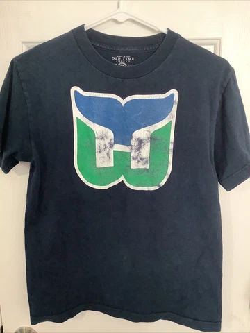 HARTFORD WHALERS - Old Time Hockey - Distressed Retro NHL T-shirt - S SMALL Cover