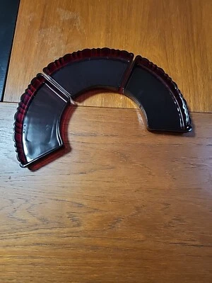 Vintage Anchor Hocking Old Cafe (3)Relish Tray Inserts Royal Ruby *Replacements* - Image 1 of 4