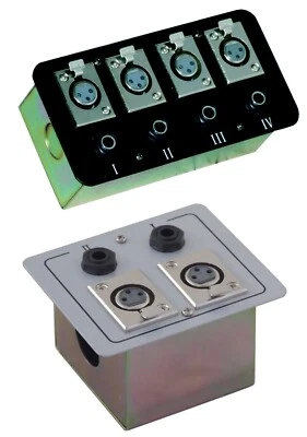 Metal AV Wall Plate - Choice of 2 or 4 XLR Sockets & 6.35mm (1/4") Jack Sockets - Image 1 of 3