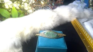 Handmade wrapped 24kt gold dipped Cuff bracelet featuring green limestone - Picture 1 of 6