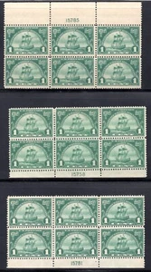 US 1924 SCOTT #614 FIVE DIFFERENT PLATE # BLOCKS OF 6 ALL NEVER HINGED - Picture 1 of 2