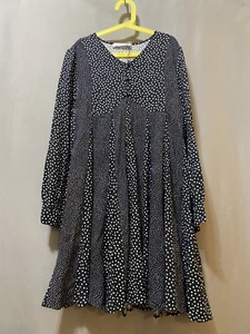 NWOT ZARA Girls Long Sleeve Fit & Flare Panel Dress SZ 13-14 Black/White Mix Dot - Picture 1 of 14