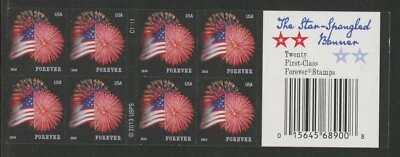 US 4870a, 2014 (49c) FT. McHENRY FLAG, UNF BKLT PANE, MNH (US3925K) - Image 1 of 2