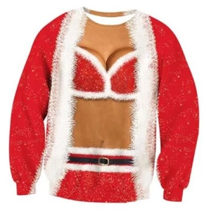 Ugly Christmas Sweatshirts for Men Women Funny Pullover X-Large Brown Red - Picture 1 of 6
