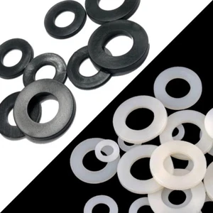 SCHWARZ WEISSE NYLON UNTERLEGSCHEIBEN PA66 UK LAGER VERSANDKOSTENFREI - Bild 1 von 5