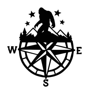 Bigfoot Compass Decal #1 5"x5.5" Choose Color - Picture 1 of 2