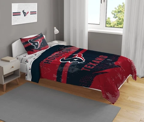 Houston Texans NFL Slanted Stripe 4-Piece Twin Bed Set - W12049435001 Cover