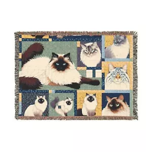 Cozy Cat Woven Throw Blanket - Cat Lover Quilt Mom Gift, Wall Haning Tapestry - Picture 1 of 13