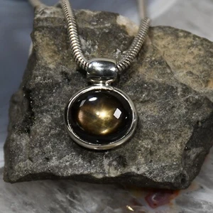 Schwarzer Stern Saphir Anhänger, 925er Silber, Edelsteinanhänger (15575) - Bild 1 von 1