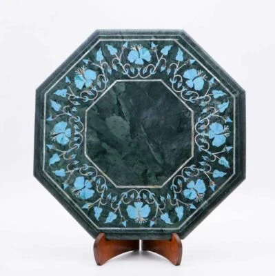 15" Marble corner Table Top Handmade Pietra Dura Semi Precious Stones Art work - Image 1 of 3