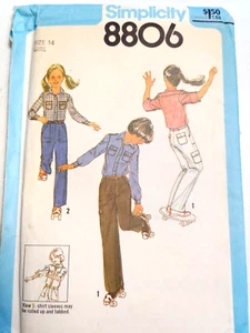 Shirt Pants Girls Boys 4 Simplicity 8806 Sewing Pattern UC Button Up Pockets VTG - Picture 1 of 8